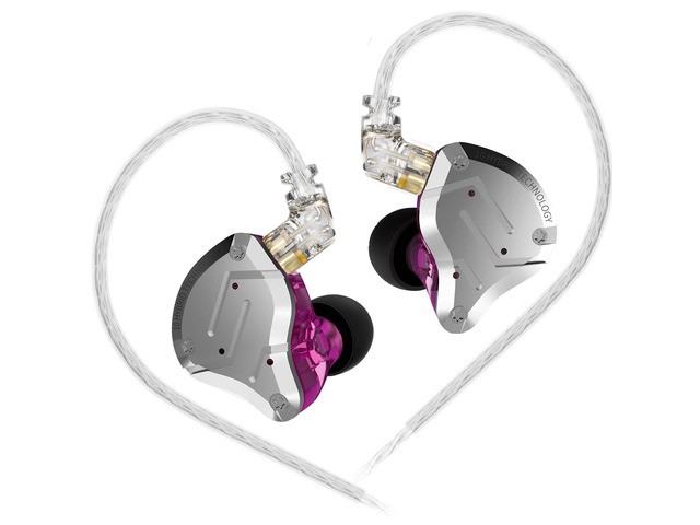 Gaming Earbuds Headphone, KZ ZS10 Pro Gaming for IEM Earphone, KZ in Ear Monitor IEM HiFi Earphone Earbuds with 5 Driver 4BA 1DD with Detachable 0.75mm 2 Pin Cable for Singer (Purple No Mic)