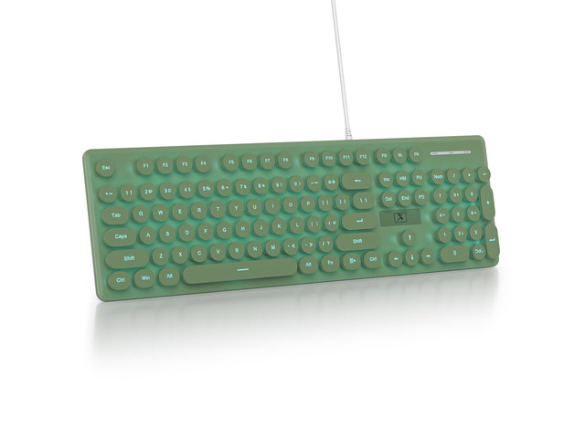 iRoboosta Quiet Keyboard Wired Membrane Keyboard Green, Full Size 104 ...