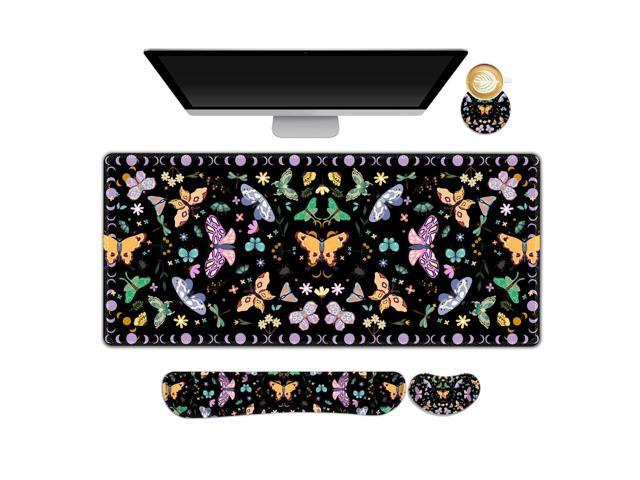 ARTSO Desk Mat Set, Black Butterfly Extended Gaming Mouse Pad with ...