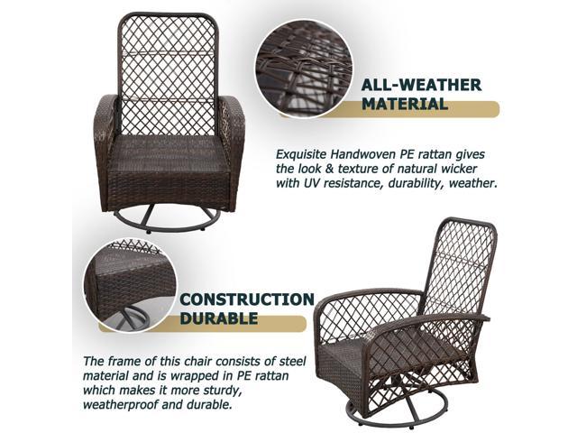 Patio Wicker Swivel Chairs, Outdoor 360° Swivel Dining Chairs with Cushion  and Pillow, All Weather Rattan Patio Armchair for Garden Backyard Max Load