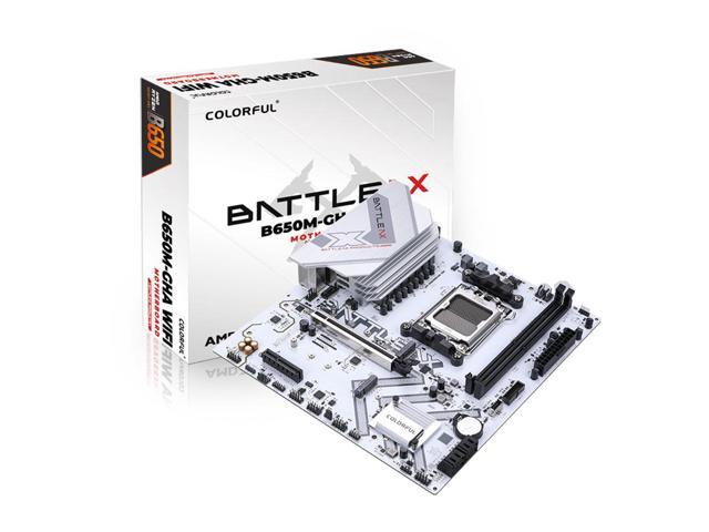 ColorfulBATTLE-AXB650M-GHAWIFIV14WhiteMotherboardDDR5RAMPCIe4.0x4/2*M.2SSD/3PinARGB/3.2GenType-CType-A/AX200WIFI6Bluetooth5.2