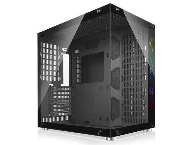 GIM ATX Mid-Tower Case White Gaming PC Case 2 Tempered Glass Panels ...