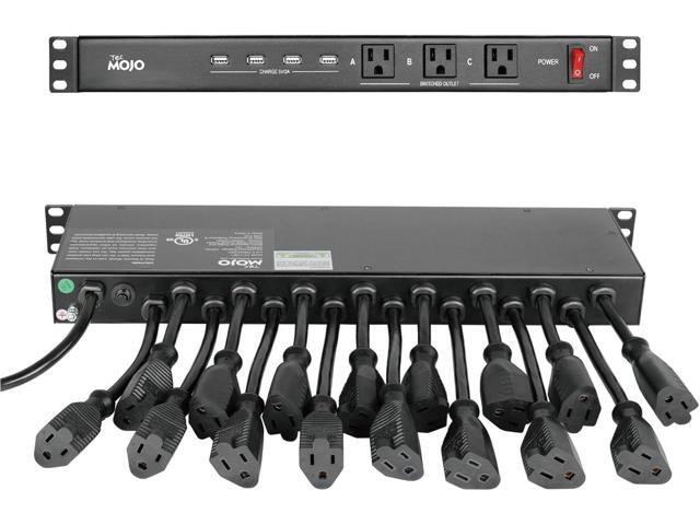 Tecmojo 1U Rack Mount 19 Outlet PDU Power Distribution Unit Power Strip ...