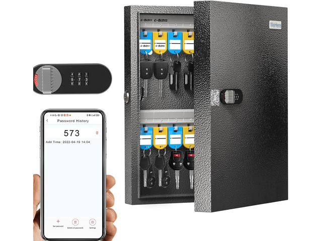 Unlock Key Box 32 Key Lock Box with Dual Lock, Combination & Key Unlock, Key Cabinet ...