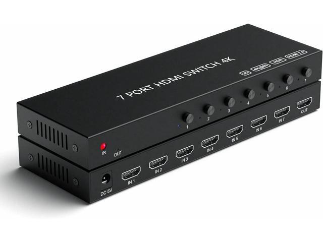 7 Port HDMI Switch 4k@60hz, HDMI Switcher 7 in 1 Out HDCP 2.0 HDMI2.0 Hub Supports 3D Compatible with Nintendo Switch/Switch OLED... 