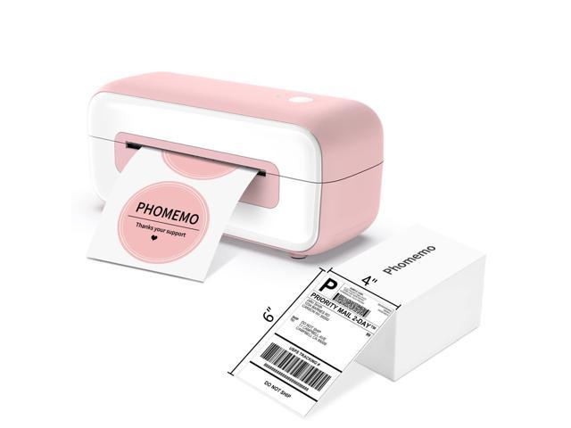 Phomemo Thermal Label Printer With Label Holder And Pack Of 500 4x6 Fan Fold Labels Pink 8682