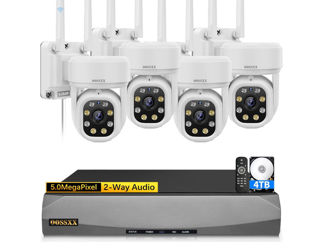 (Auto-Tracking & 2-Way Audio) WiFi PTZ Outdoor Security Camera System ...