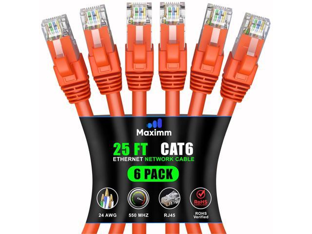 Maximm Cat 6 Ethernet Cable 25 Ft 6 Pack High Speed Lan Cable Internet Cable Patch Cable 1103