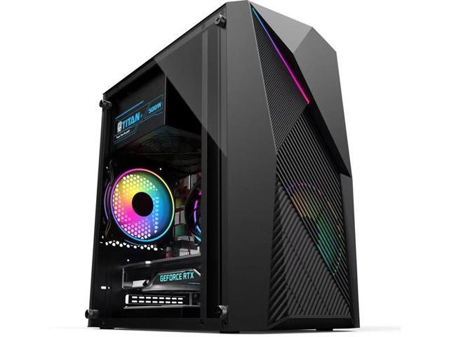 Micro ATX tower gaming PC Computer Case With RGB Light Strips, Full ...
