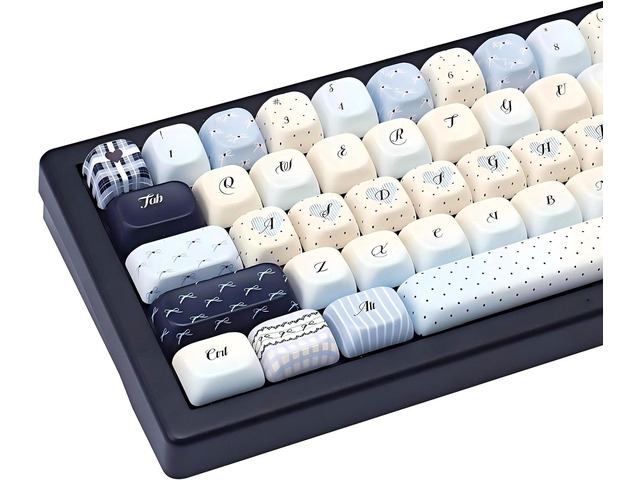 TIMSEKER 145-Key FOA Profile PBT Keycap Set, Kawaii Light Blue Black ...