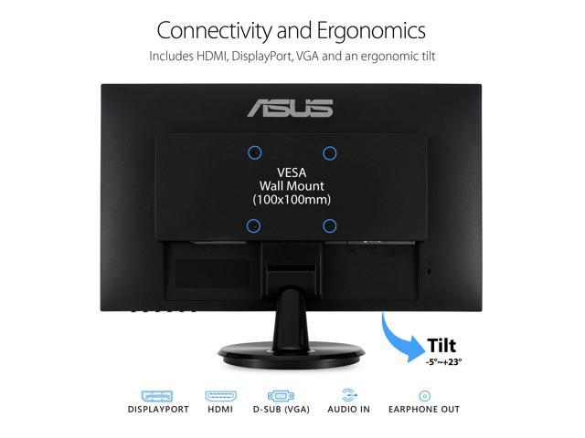 ASUS VA24DQ 23.8"" FHD Monitor, 75Hz, IPS, Adaptive-Sync, Eye Care Hdmi Displayport Vga Frameless Vesa Wall Mountable