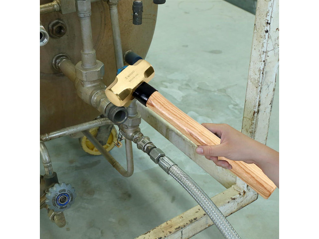 WEDO Schweißhammer Aus Messing – 300 G, 350 Mm Lang | Mit Holzstiel, Für Schweißschlacke & Feine Arbeiten