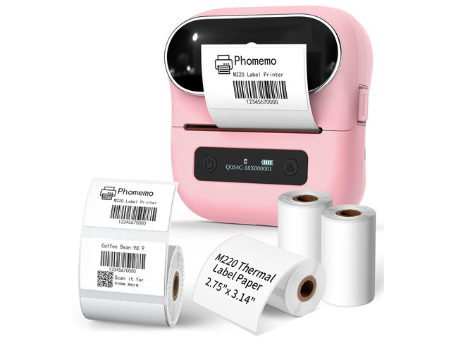 Phonemo Phomemo M220 Pink Label Maker, Portable Thermal Label Printer, Perfect ...