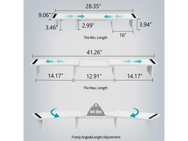 Zimilar Dual Monitor Stand Riser Monitor Stand With Adjustable Length Large Wood Dual Monitor