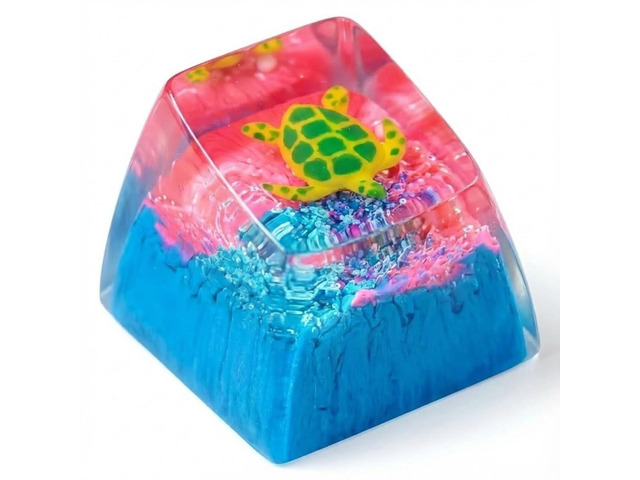 Sea Turtle Artisan Keycap Blue Pink Coral Reef R1 SA Profile Custom Sea ...