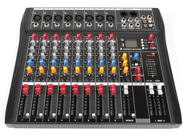 Audio Mix Drive Professional 8 Channel Mixing Console Audio Mixer Bluetooth w/USB Drive ...
