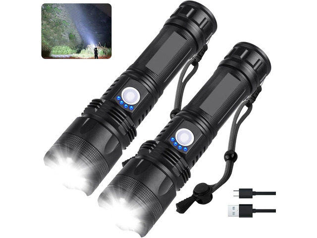 Rechargeable Flashlights 990 000 High Lumens - 2 Pack Super Bright LED ...