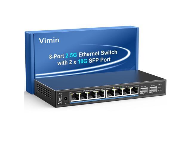 8 Port 2.5G Unmanaged Network Switch+2X10G SFP, VIMIN 8X 2.5G Switch ...