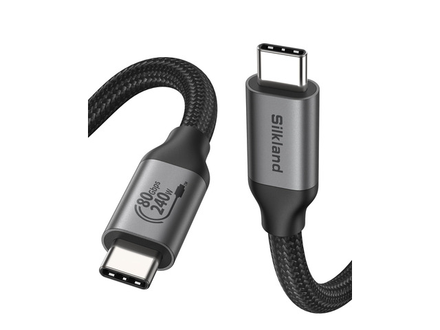 Câble Thunderbolt 5 Certifié Intel 1M - 80Gbps, 240W Charge, Dual 8K, Compatible MacBook, SSD, USB4