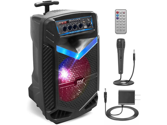 Pyle 8" Portable Bluetooth PA Speaker System with Rechargeable Battery ...