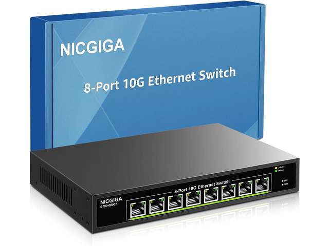 Noic Switch 8 Port 10G Ethernet Switch Unmanaged,with 8X 10Gb Base-T Ports, NICGIGA ...