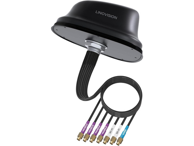 LINOVISION Antenna 5G LTE MIMO Combo 7-in-1, 4X 5G LTE, 1x GNSS, 2X Wi-Fi, Antenna SMA da tetto per esterni con cavo da 3 m, funziona con Teltonika RUTM50, RUTX50, TRB500, RUTC50 LINOVISION Antenna 5G LTE MIMO Combo 7-in-1, 4X 5G LTE, 1x GNSS, 2X Wi-Fi, Antenna SMA da tetto per esterni con cavo da 3 m, funziona con Teltonika RUTM50, RUTX50, TRB500, RUTC50