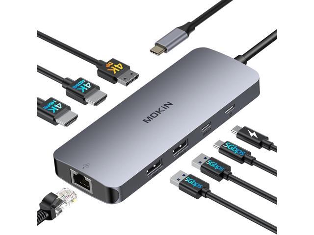 OBJLGEV Mini USB C Docking Station Dual HDMI Monitor Type C Hub 4K HDMI USB C To USB Adapter 1 Gbps Ethernet 100W Power Delivery 314D27ISA99116 - The Home Depot