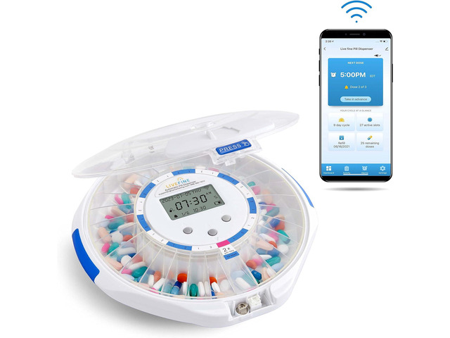 Smart WiFi Automatic Pill Dispenser Clear Lid | 28-Day Medication ...