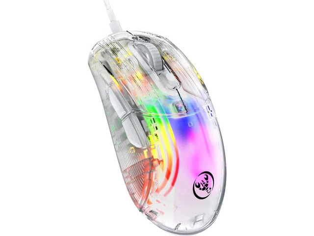 Rgb Transparent Mouse Computer USB Wired Gaming Mouse, PC Gaming Mice with Transparent Chroma 3D RGB ...