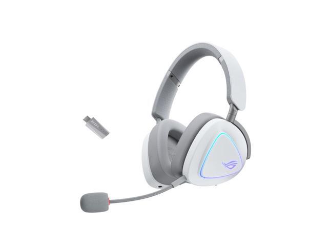ASUS ROG Delta II Wireless Gaming Headset with Detachable Mic - Tri-Mode (BT, 2.4GHz, 3.5mm), 50mm Titanium-Plated Drivers, 110Hr Battery, Lightweight, for PC, PS5, PS4, Xbox, Switch, Mobile - White
