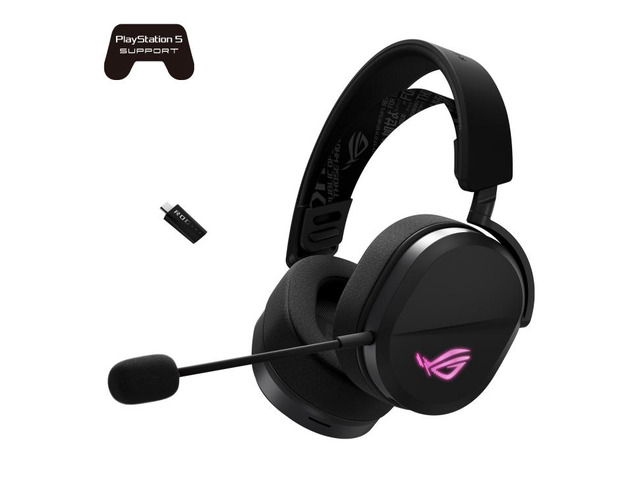 ASUS ROG Pelta Wireless Gaming Headset (BT, ROG SpeedNova 2.4GHz, USB-C, Lightweight 309g, 50mm ROG Titanium-Plated Drivers, 10mm Super-Wideband Mic, RGB, 70HR Battery, For PC, Switch, PS5)- Black