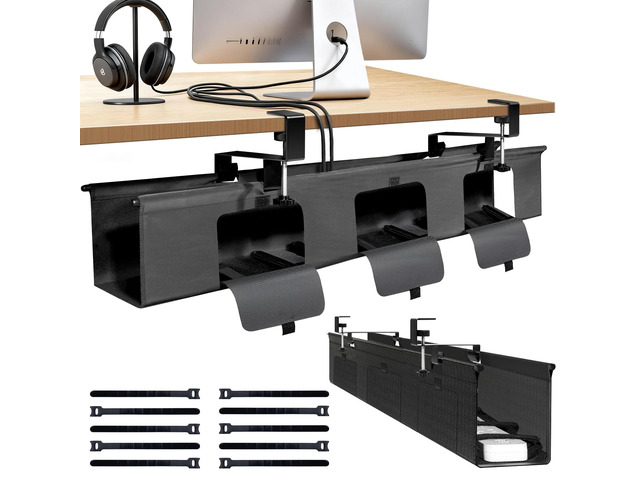 Inefticism Under Desk Cable Management Tray, 36-inch No-Drill Standing ...