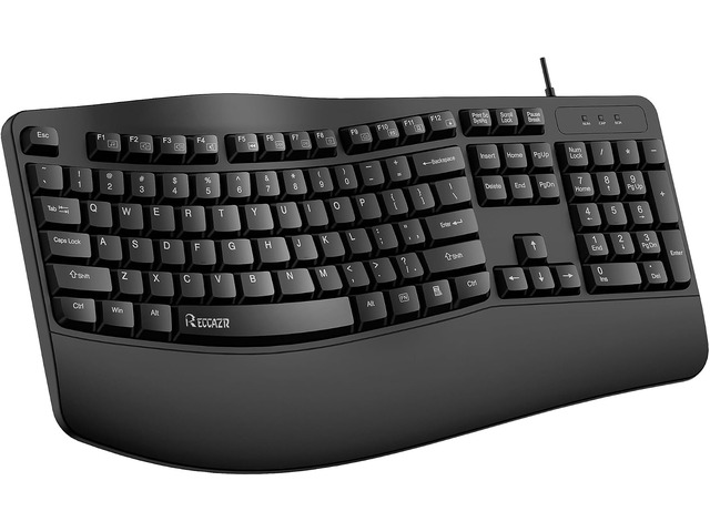 Ergonomic Keyboard, Wired Computer USB Keyboard with Wrist Rest, Spill ...