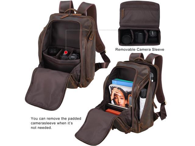 backpack fir laptop Polare 17.3 Inch Full Grain Leather for Men Multi Pockets Business Travel Rucksack Brown Size:9'0