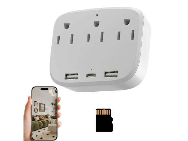 USB Power Strip Camera, 4K Ultra HD Mini Camera Wall-Mount Charger Plug ...