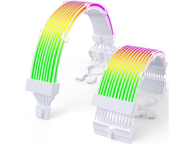 Sirlyr RGB PSU Kabloları, Tam Beyaz ARGB GPU Güç Kaynağı Kablosu 3 * 8