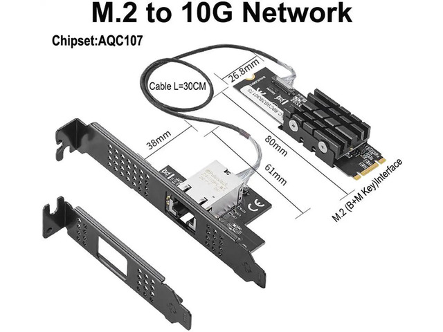 10Gb Network Card B+M Key M.2 to RJ45 Gigabit Ethernet Network Adapter ...