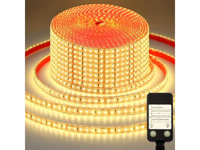 Led Timer Strip 65.6Ft LED Strip Lights 2700K Ultra-Bright Strip Lights with Timer ...
