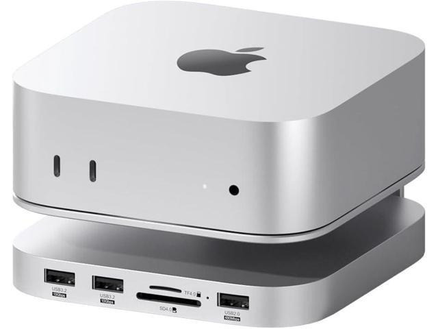 VoltSync Mac mini M4 Hub & Stand with SSD Enclosure, 3 in 1 USB Type-C Docking Station with M.2 NVMe SSD Case, 10Gbps USB3.2 Gen2, SD4.0, TF4.0, 5V/2A Power Supply for M4 Pro (MC60)