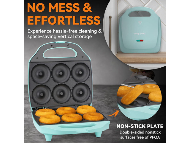 Bakers Friend 6 Mini Doughnut Maker Machine Nonstick Breakfast Baker