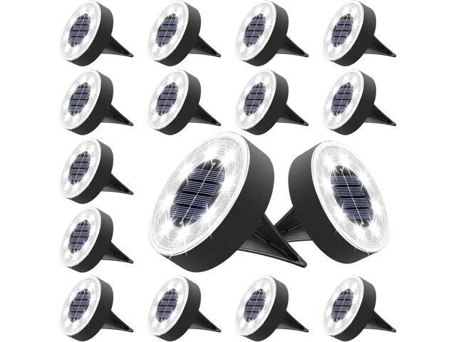 Joomer Solar Ground Lights 16 Pack Waterproof Outdoor Disc Lights White