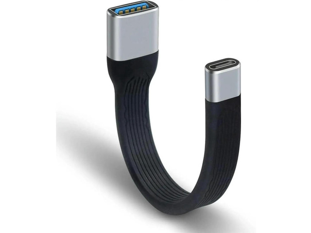 Short USB C to USB A Extender Cable 10Gbps Female to Female Cord Black