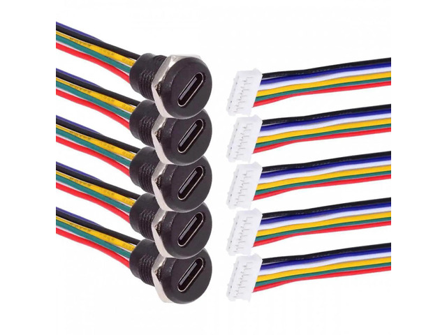 Aomoproing 5pcs/set DIY OEM Type C Female Socket to 6Pin Header Cable ...