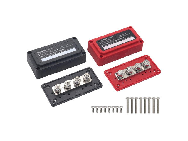 Gloaso Busbar 12V-48V DC 300A, Heavy Duty Bus Bar with 4X 3/8