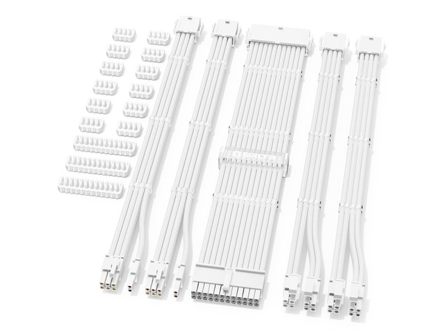 Sirlyr PSU Cable Extension Kit,Bright White Sleeved PC Cables ...
