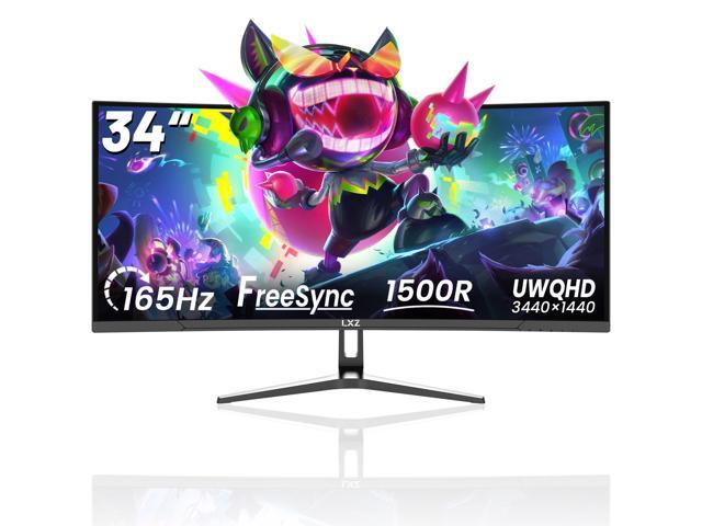LXZ 34 inch Curved Gaming Monitor, UWQHD 3440x1440P, 165Hz, 1500R, 1ms ...