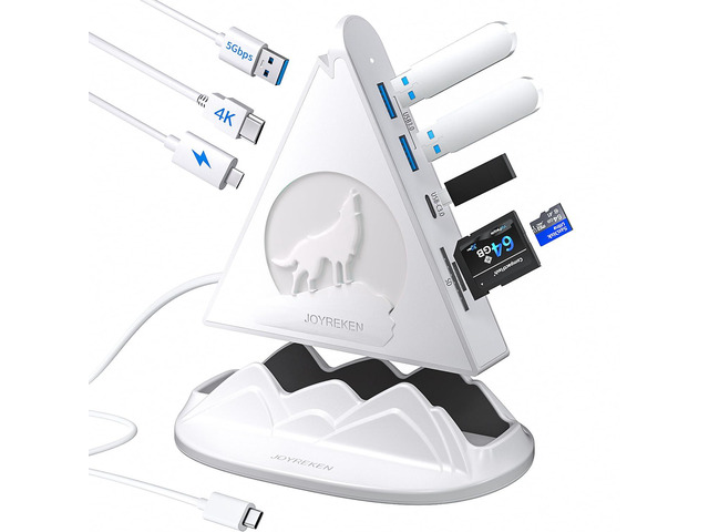 Wolf 8-in-1 USB C Hub with RGB Lighting Multiport Adapter for MacBook White