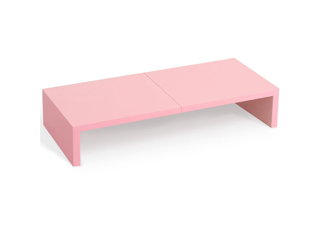 Pink Monitor Risers With Shelf TEAMIX Pink Monitor Riser-20L inch, Wood Monitor Stand for Desk, Sturdy ...