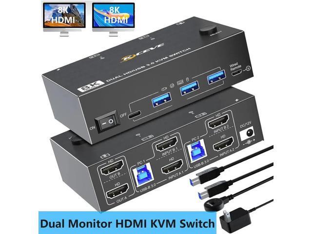 2 Port KVM Mit 4 USB Anschlüssen USB 3.0 HDMI KVM Switch - 2 Computer 1 Monitor 4K60Hz