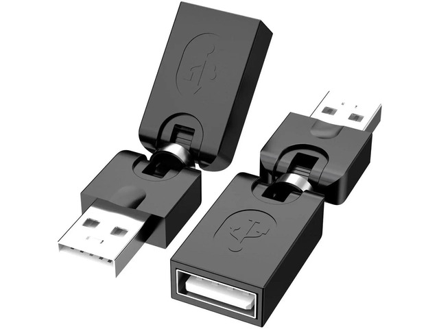 Rotatable Adapter Swivel USB 2.0 Adapter, 2 Pack Rotatable USB 2.0 Type A Male to Type A ...
